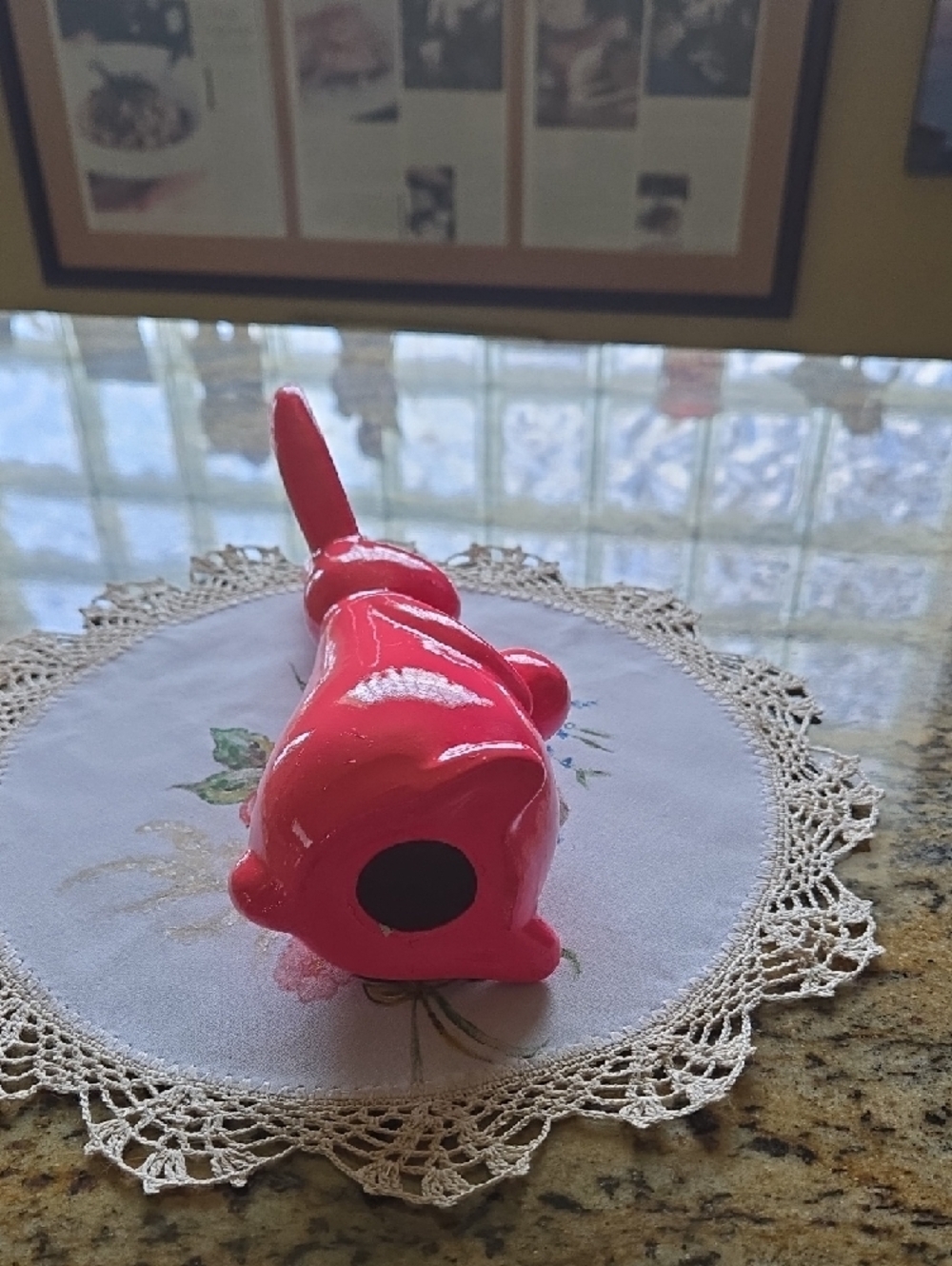 Glossy Pink Ceramic Bunny Figurine - Picture 5 of 7